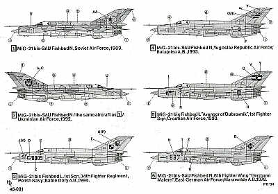 Hi Decal HD48001 1:48 Mikoyan MiG-21 bis Fishbed L/N