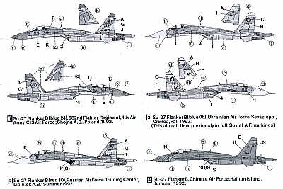 Hi Decal 48003 1:48 Sukhoi Su-27 Flanker B 1992