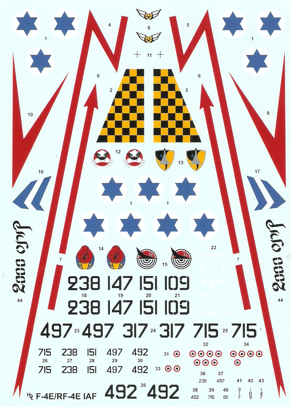 Hi Decal 48007 1:48 F-4E/RF-4E/F-4E(S) Phantom II/Kurnass/ Karpada/ Shablol (8