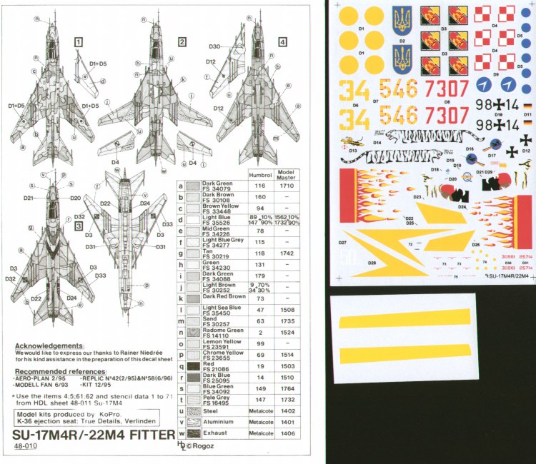Hi Decal 48010 1:48 Sukhoi Su-17/Sukhoi Su-22M4 Fitter K