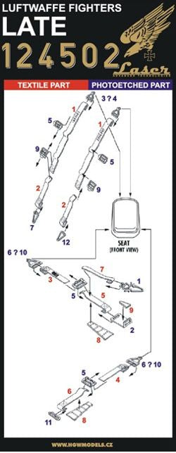 HGW 124502 1:24 Luftwaffe Fighters - Seatbelts Late (Laser)