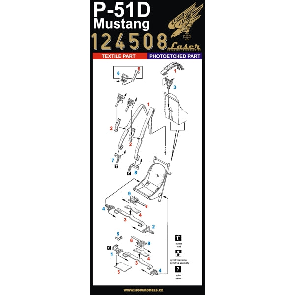 HGW 124508 1:24 North-American P-51D Mustang Seatbelts