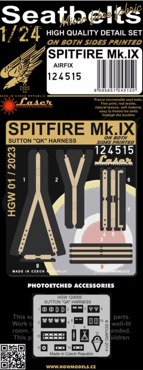 HGW 124515 1:24 Supermarine Spitfire Mk.IXc Sutton 'QK' Harness