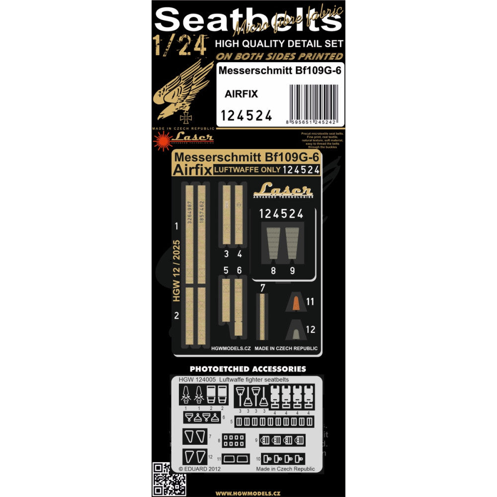 HGW 124524 1:24 Messerschmitt Bf-109G-5/G-6 - SEATBELTS