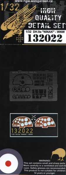 HGW 132022 1:32 AirCo/de Havilland DH.9A NINAK Instrument Panel Set with Decal