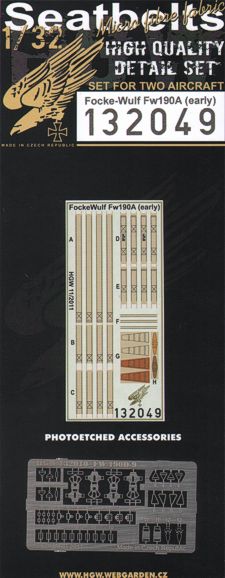 HGW HGW132049 1:32 Focke-Wulf Fw-190A (early) seatbelts . 2 sets of fabric belts with etched buckles