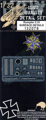 HGW 132078 1:32 Rumpler C.IV SURFACE DETAILS Photo-Etched Set