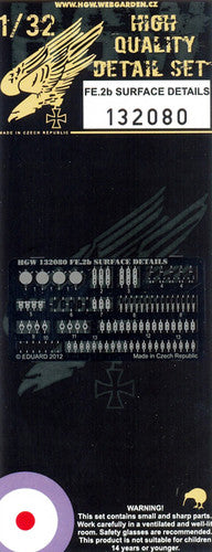 HGW 132080 1:32 Royal_Aircraft_Factory Fe.2b SURFACE DETAILS Photo-Etched Set