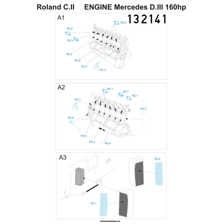 HGW 132141 1:32 Roland C.II - Mercedes D.III 160 hp Photo-Etched Set