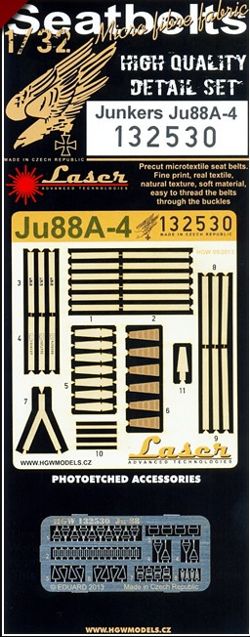 HGW 132530 1:32 Junkers Ju-88A-4 Seatbelts (Laser)