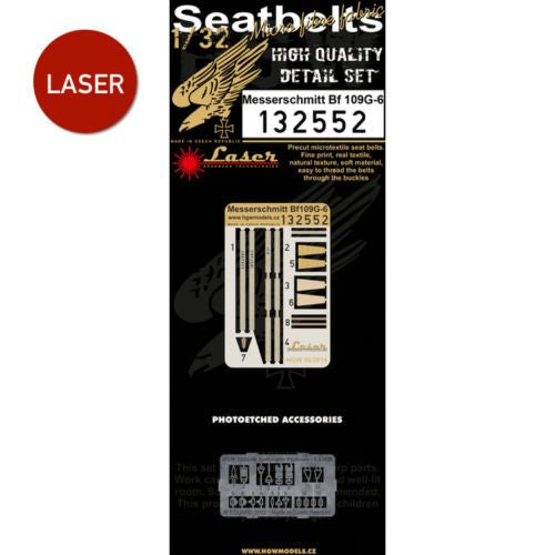 HGW 132552 1:32 Messerschmitt Bf-109G-6 Seatbelts (Laser)