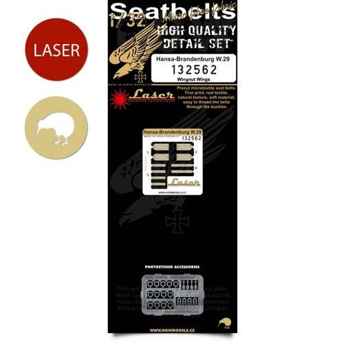 HGW 132562 1:32 Hansa-Brandenburg W.29 Pre-Cut Laser Seatbelts