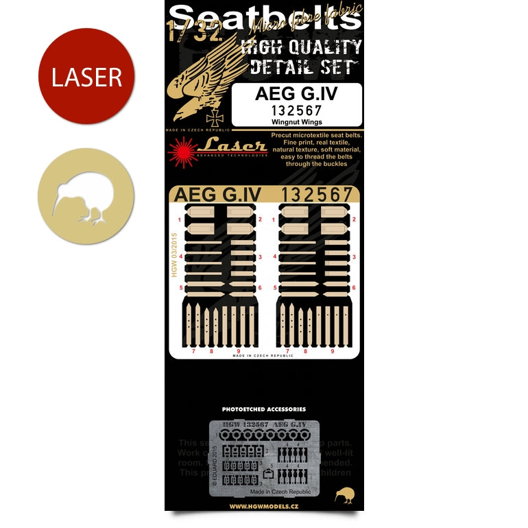 HGW 132567 1:32 AEG G.IV Pre-Cut (Laser) Seatbelts