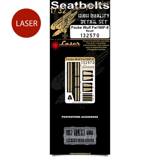 HGW 132570 1:32 Focke-Wulf Fw-190F-8 Pre-Cut (Laser) Seatbelts