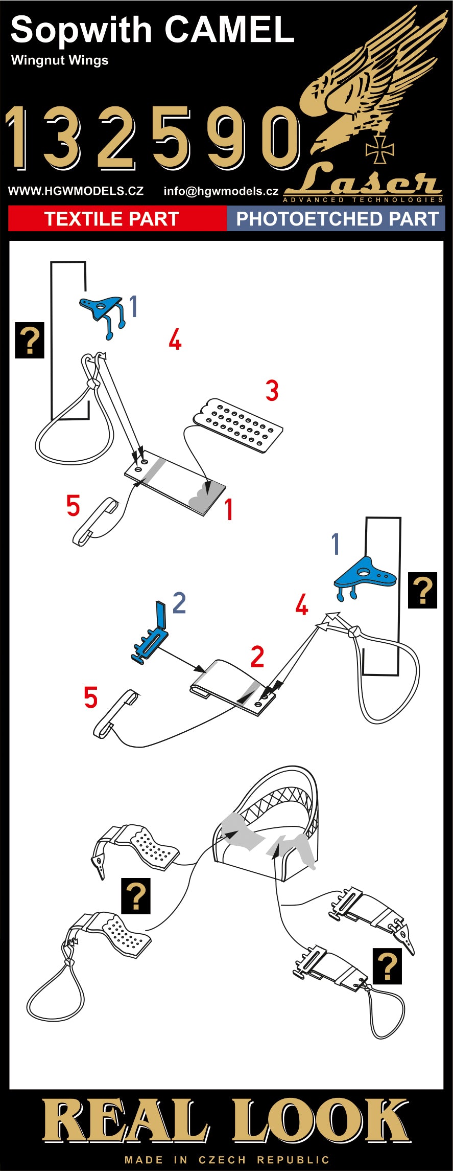 HGW 132590 1:32 Sopwith F.1/2F.1 Pre-Cut (Laser) Seatbelts