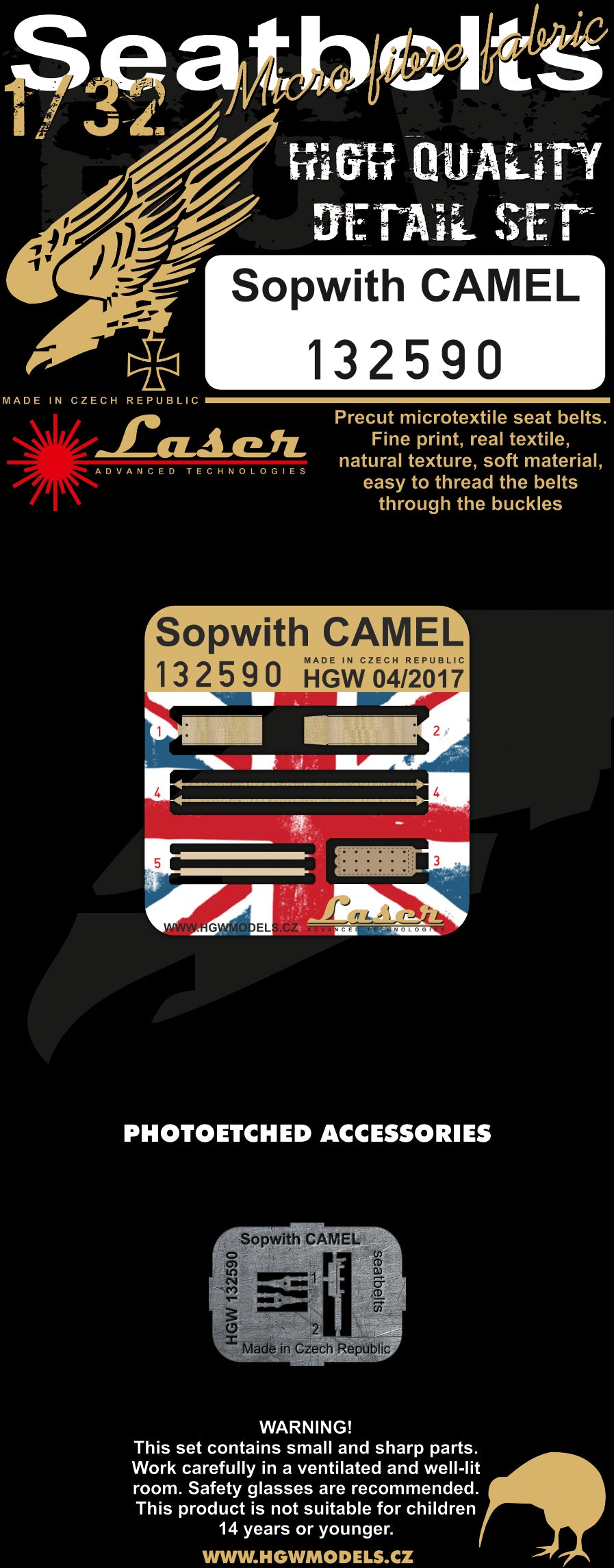 HGW 132590 1:32 Sopwith F.1/2F.1 Pre-Cut (Laser) Seatbelts