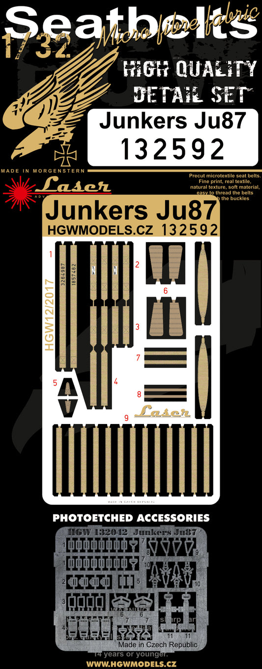 HGW 132592 1:32 Junkers Ju-87 'Stuka' Pre-Cut (Laser) Seatbelts