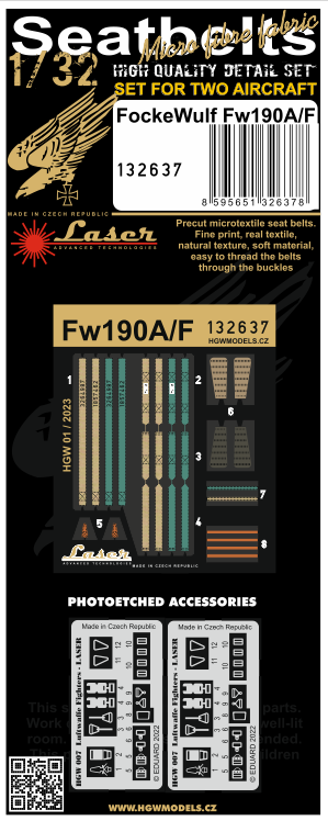 HGW 132637 1:32 Focke-Wulf Fw-190A/F-8 - Seatbelts x 2