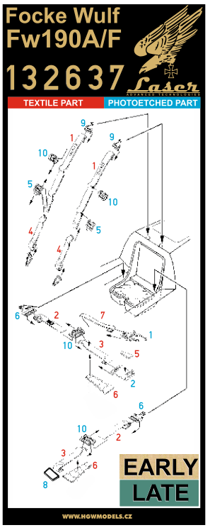 HGW 132637 1:32 Focke-Wulf Fw-190A/F-8 - Seatbelts x 2