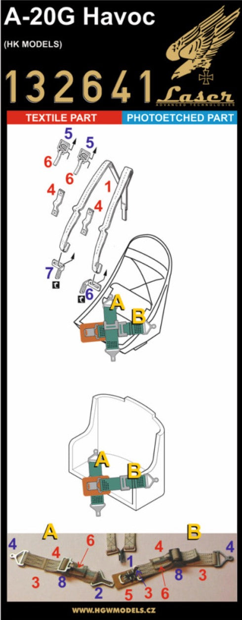 HGW 132641 1:32 Douglas A-20G Havoc - Seatbelts