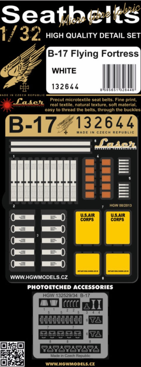 HGW HGW132644 1:32 Boeing B-17F/B-17G (WHITE) - SEATBELTS