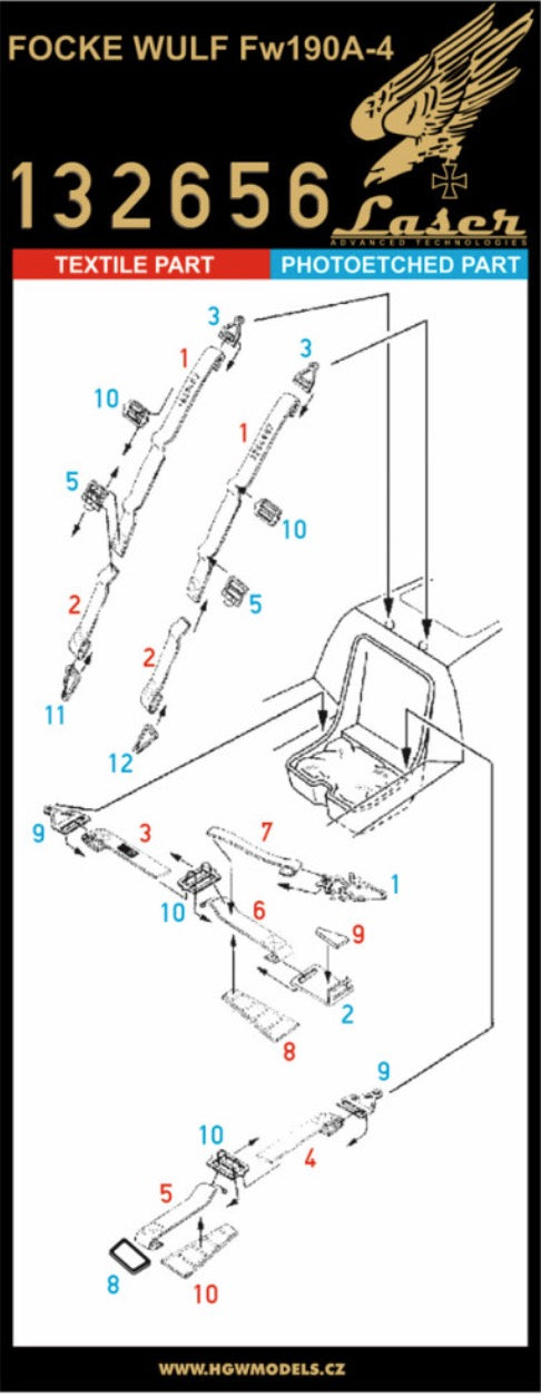 HGW HGW132656 1:32 Focke-Wulf Fw-190A-4 - SEATBELTS