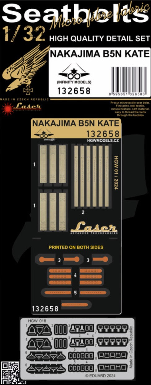 HGW HGW132658 1:32 NAKAJIMA B5N2 KATE - SEATBELTS