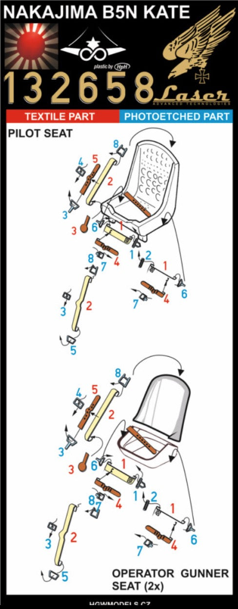 HGW HGW132658 1:32 NAKAJIMA B5N2 KATE - SEATBELTS