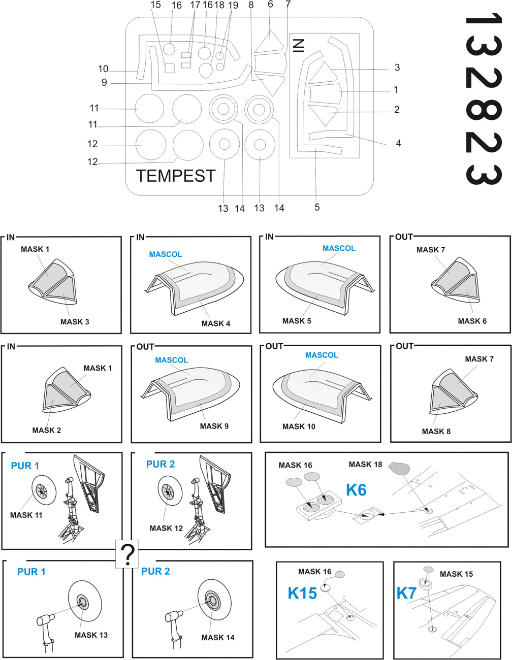 HGW 132823 1:32 Hawker Tempest Mk.V BASIC LINE: Seatbelts + Masks