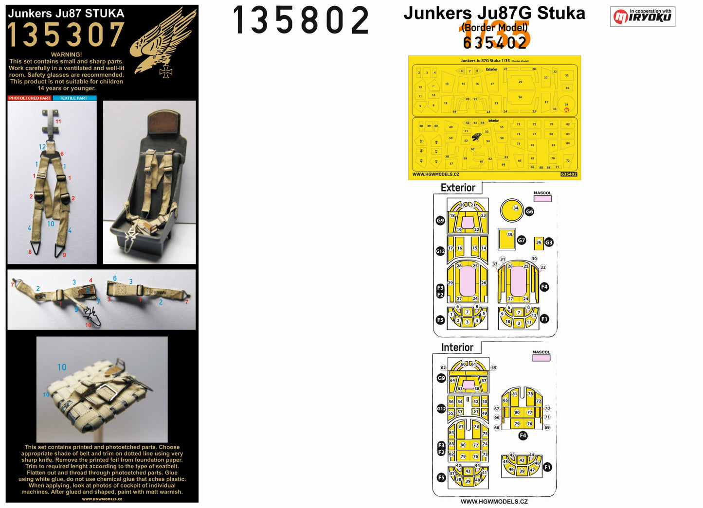 HGW 135802 1:35 Junkers Ju-87 'Stuka' BASIC LINE: Seatbelts + Canopy Paint Masks