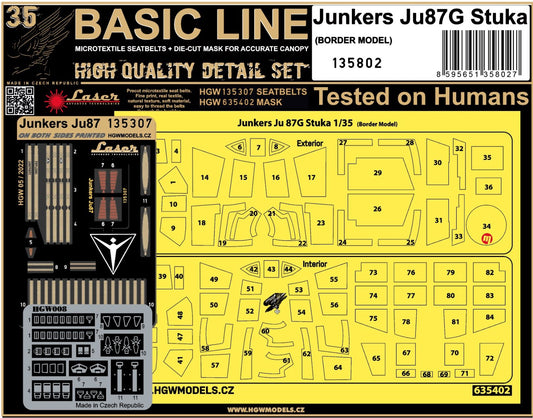 HGW 135802 1:35 Junkers Ju-87 'Stuka' BASIC LINE: Seatbelts + Canopy Paint Masks