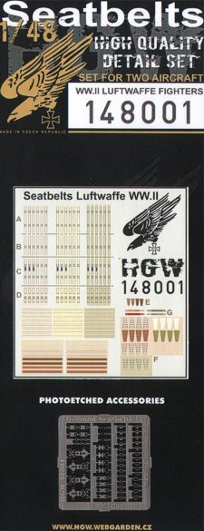 HGW 148001 1:48 Luftwaffe Fighters WWII Seatbelts with Buckles (2 sets)