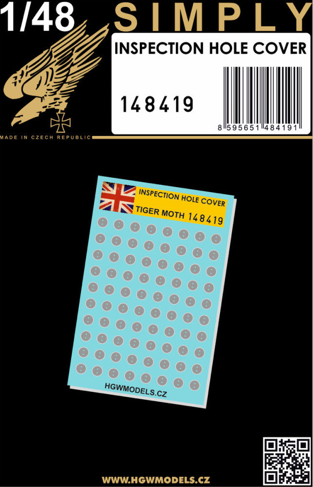 HGW 148419 1:48 INSPECTION HOLE COVERS - Brand new printed details in for Tiger Moth by Airfix