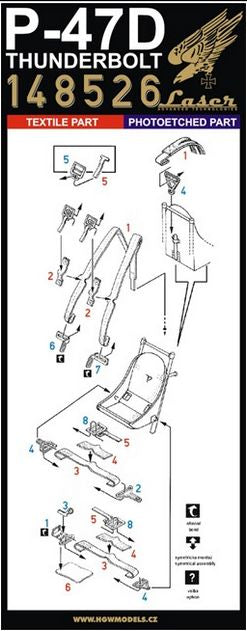 HGW 148526 1:48 Republic P-47D Thunderbolt Seatbelts (Laser)