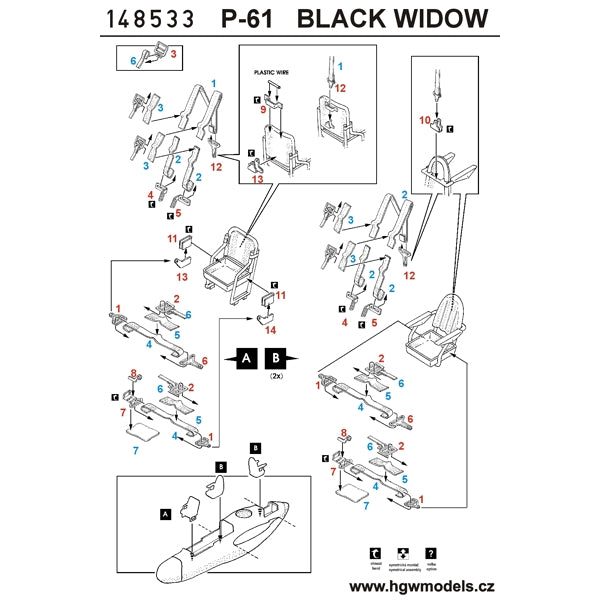 HGW 148533 1:48 Northrop P-61A/B/C 'Black Widow' Seatbelts