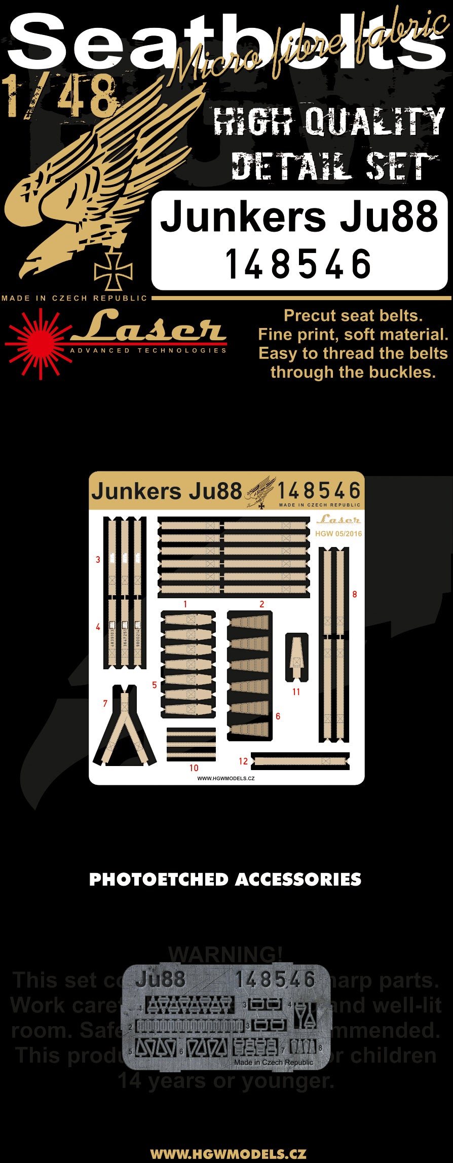 HGW 148586 1:48 A-1H/A-1J Skyraider - Seatbelts to be used with Monogram and Tamiya