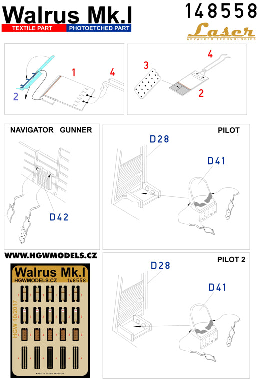 HGW 148558 1:48 Supermarine Walrus Mk.I Seatbelts