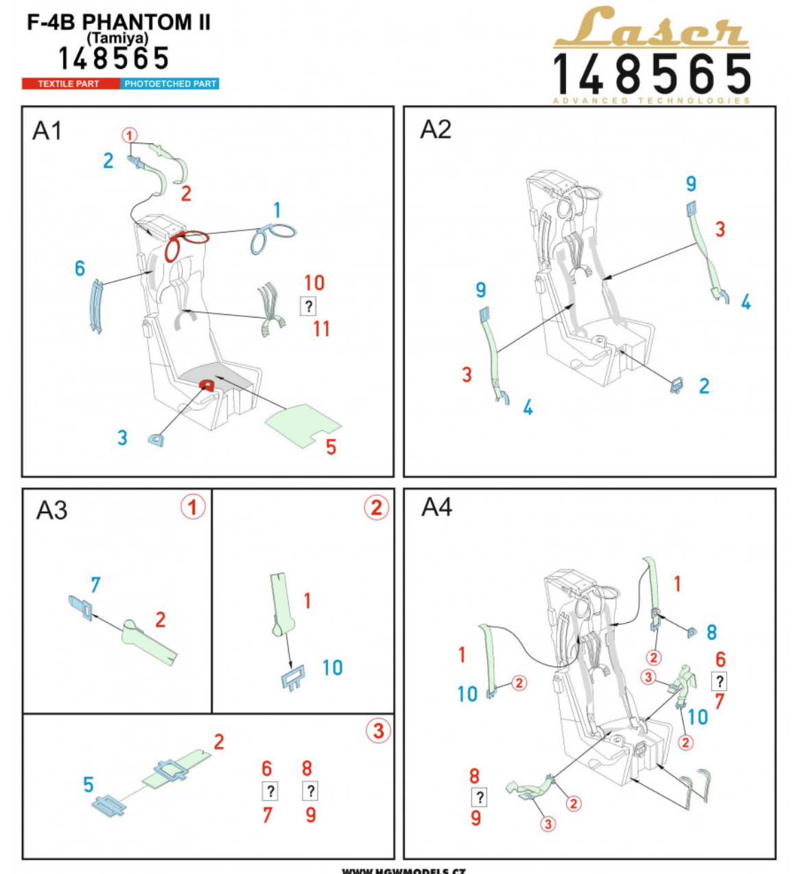 HGW 148565 1:48 McDonnell F-4B Phantom II Seatbelts