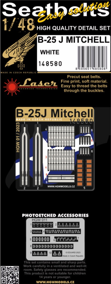 HGW 148580 1:48  B-25J Mitchell (White) - Seatbelts