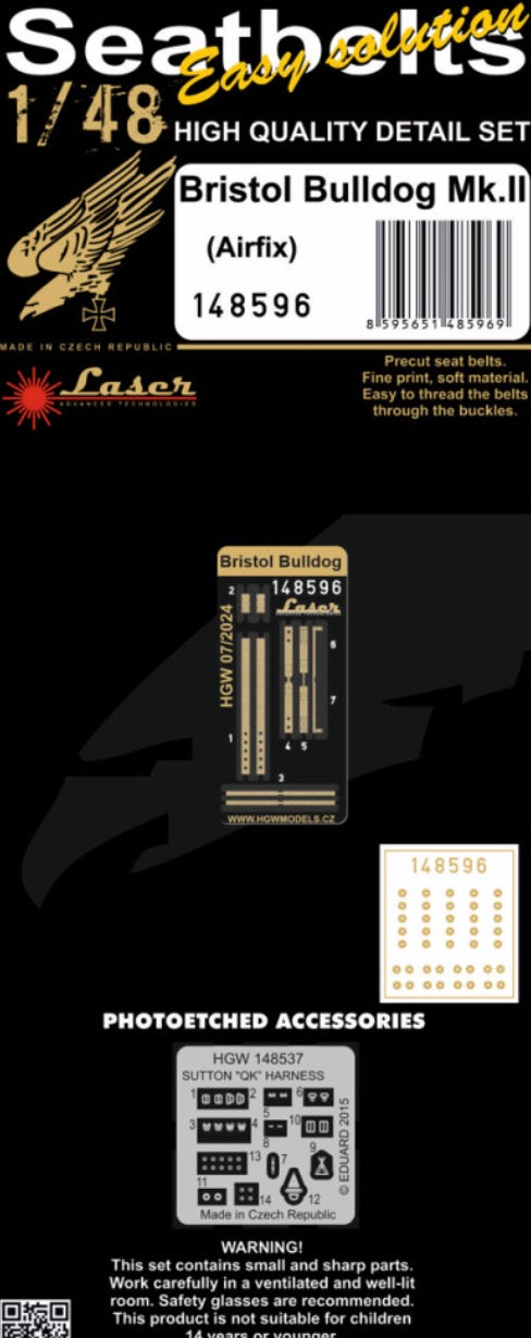 HGW HGW148596 1:48 BRISTOL BULLDOG MK.II - SEATBELTS