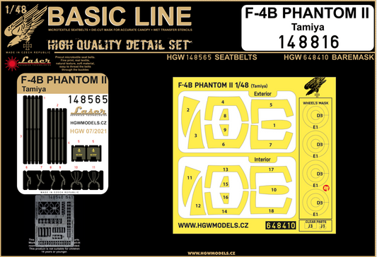 HGW 148816 1:48 McDonnell F-4B Phantom II BASIC LINE: Seatbelts, Wheels + Canopy Paint Masks