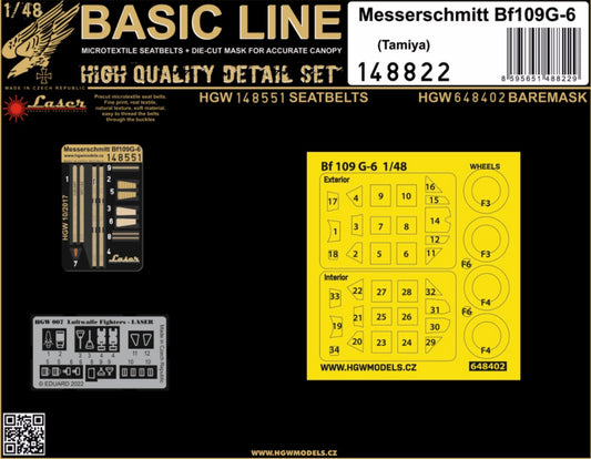 HGW 148822 1:48 Messerschmitt Bf-109G-6 BASIC LINE to be used with Tamiya