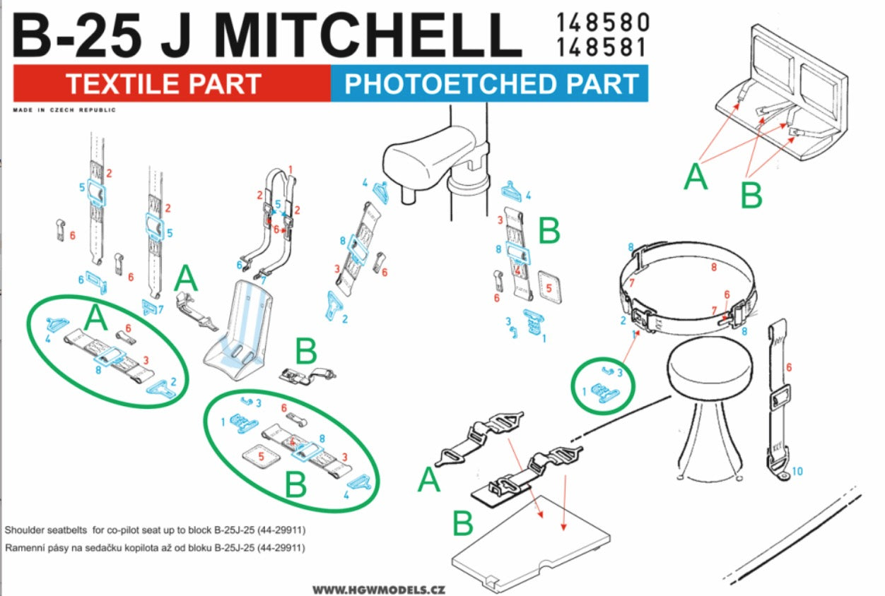 HGW 148824 1:48 B-25J Mitchell (Green) to be used with Hong Kong Models