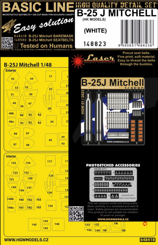 HGW 148823 1:48 B-25J Mitchell (White) - BASIC LINE to be used with Hong Kong Models