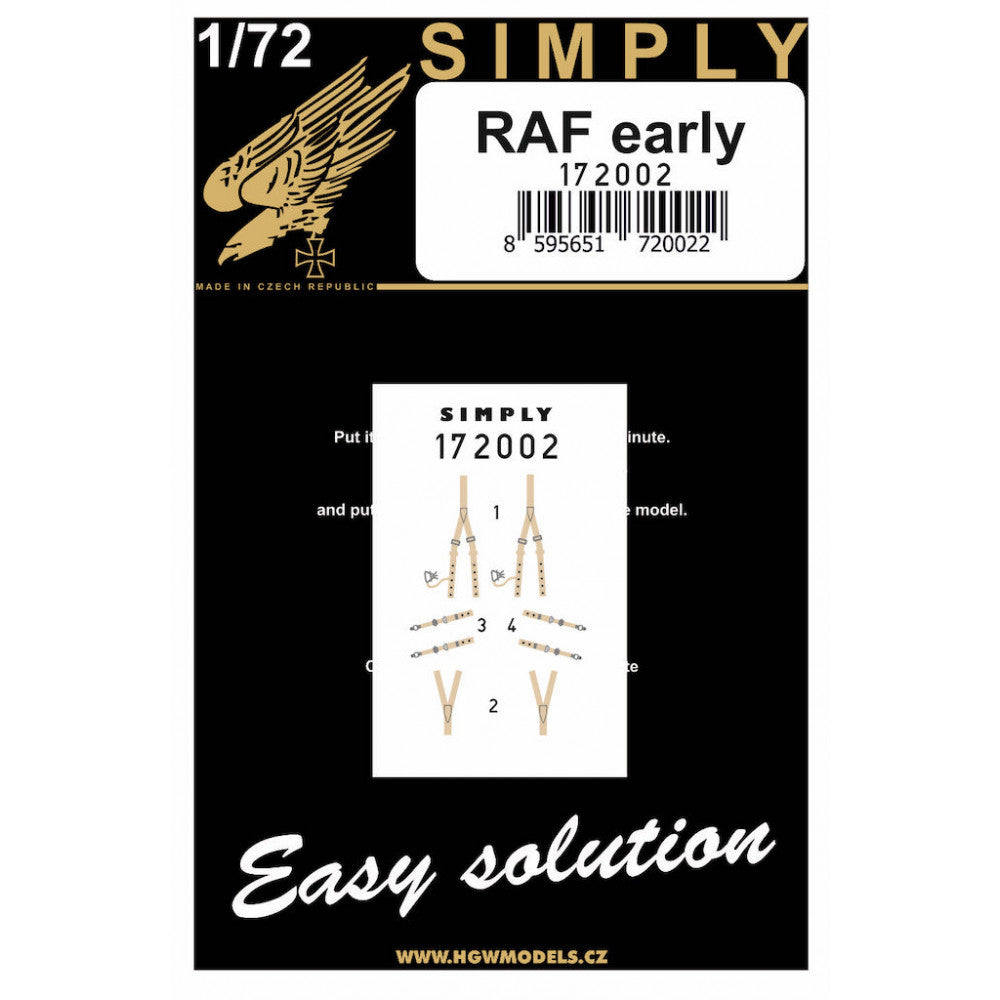 HGW 172002 1:72 RAF Early Seatbelts – Puzzle Craft