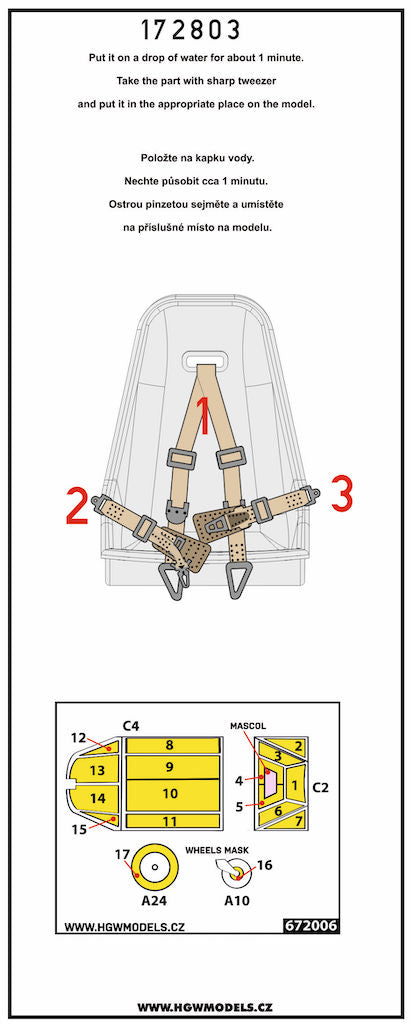 HGW 172803 1:72 Messerschmitt Bf-109E-3 BASIC LINE: Seatbelts + Masks