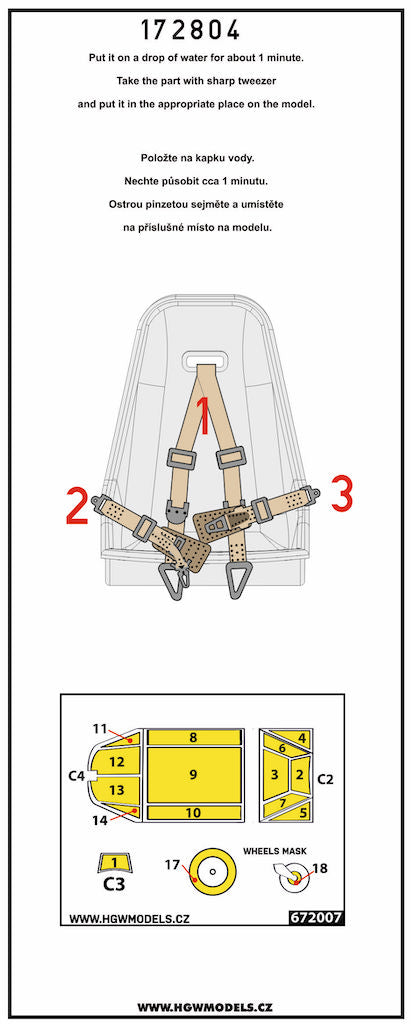 HGW 172804 1:72 Messerschmitt Bf-109E-4/7 BASIC LINE: Seatbelts + Paint Masks