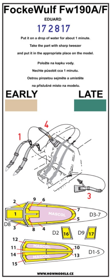 HGW 172817 1:72 Focke-Wulf Fw-190A/Fw-190F 'to be used with Eduard '