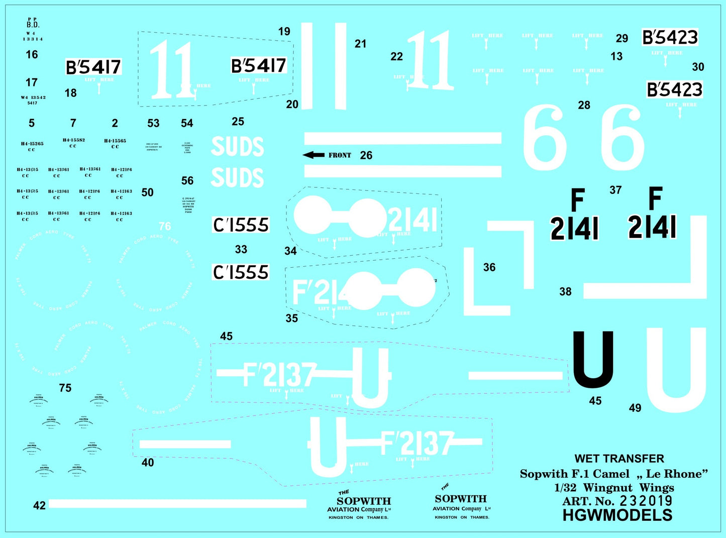 HGW 232019 1:32 Sopwith F.1 Camel - Le Rhone Stencils