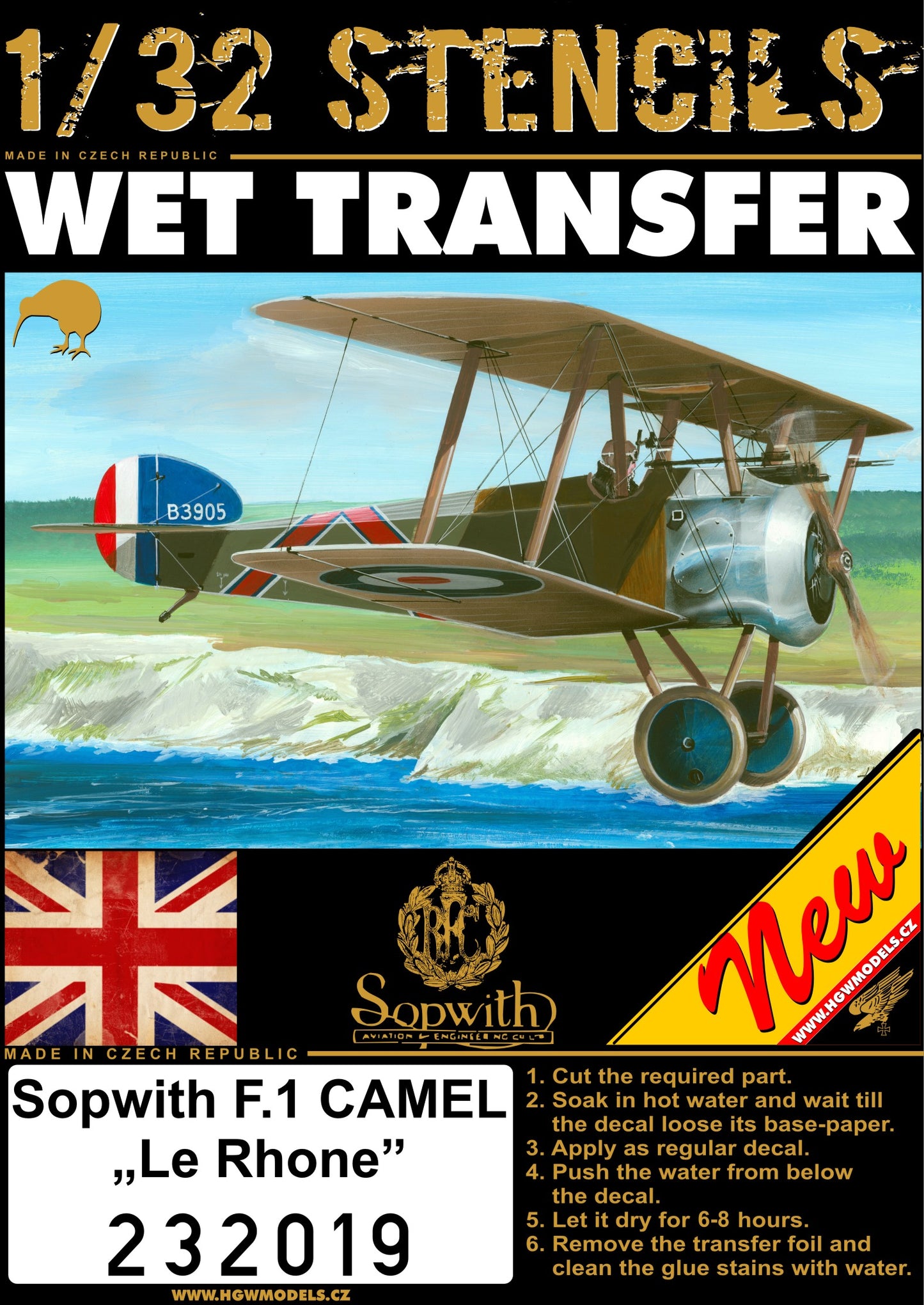 HGW 232019 1:32 Sopwith F.1 Camel - Le Rhone Stencils